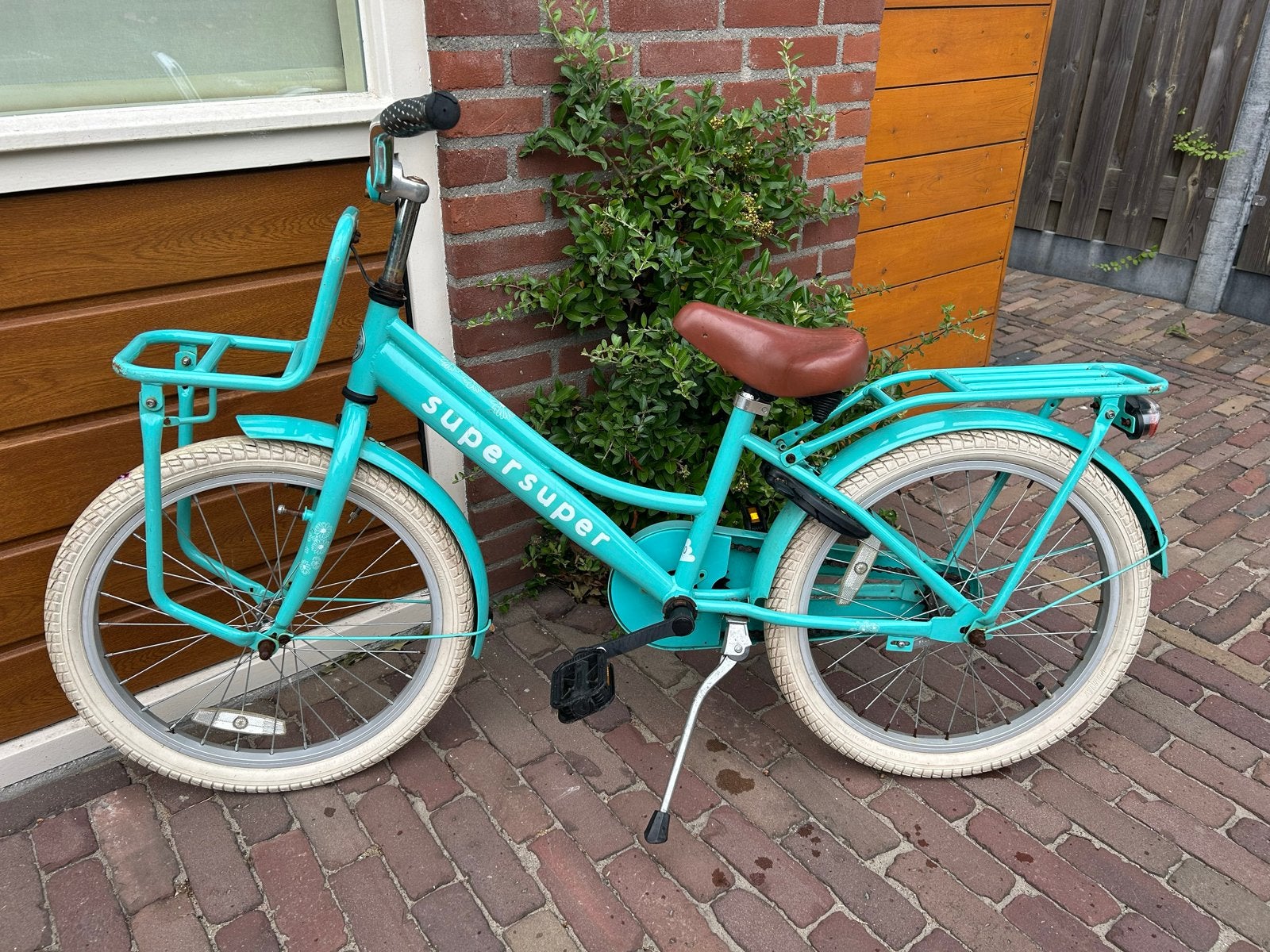 Popal SuperSuper Cooper Kinderfiets 20 inch - Turquoise, Fietsen en Brommers, Fietsen | Kinderfietsjes, Ophalen, Gebruikt, Terugtraprem