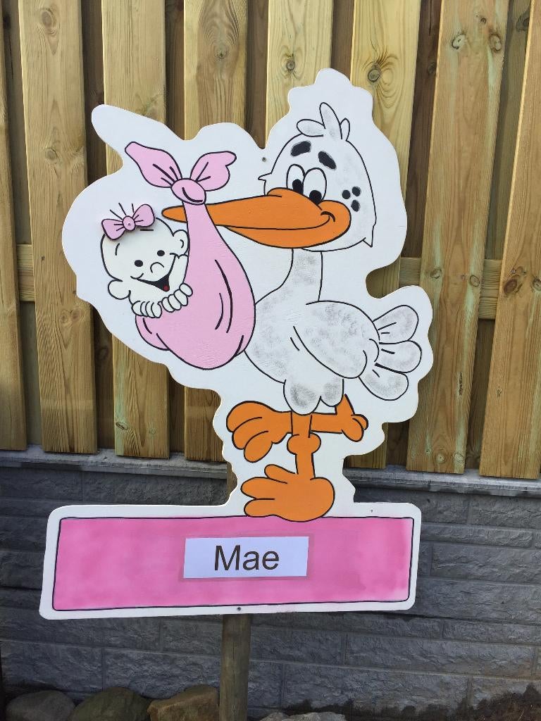 Geboortebord OOIEVAAR baby huren huur babyspullen meisje, Ophalen, Zo goed als nieuw, Geboortebord