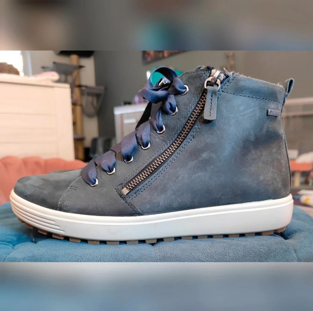 Donkergrijze Ecco Soft 7 Tred dames sneakers / veterboots ma, Ophalen of Verzenden, Zo goed als nieuw, Overige kleuren