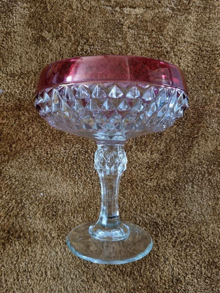 Vintage jaren 50 Indiana Glass diamond point ruby cranberry, Antiek en Kunst, Antiek | Glas en Kristal, Ophalen of Verzenden
