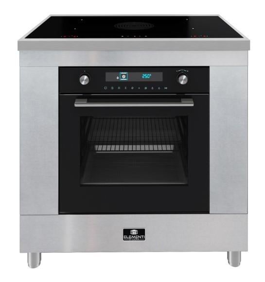 90 cm inductie fornuis met interne afzuiging en magnetron, Witgoed en Apparatuur, Fornuizen, Nieuw, Vrijstaand, Inductie, 4 kookzones