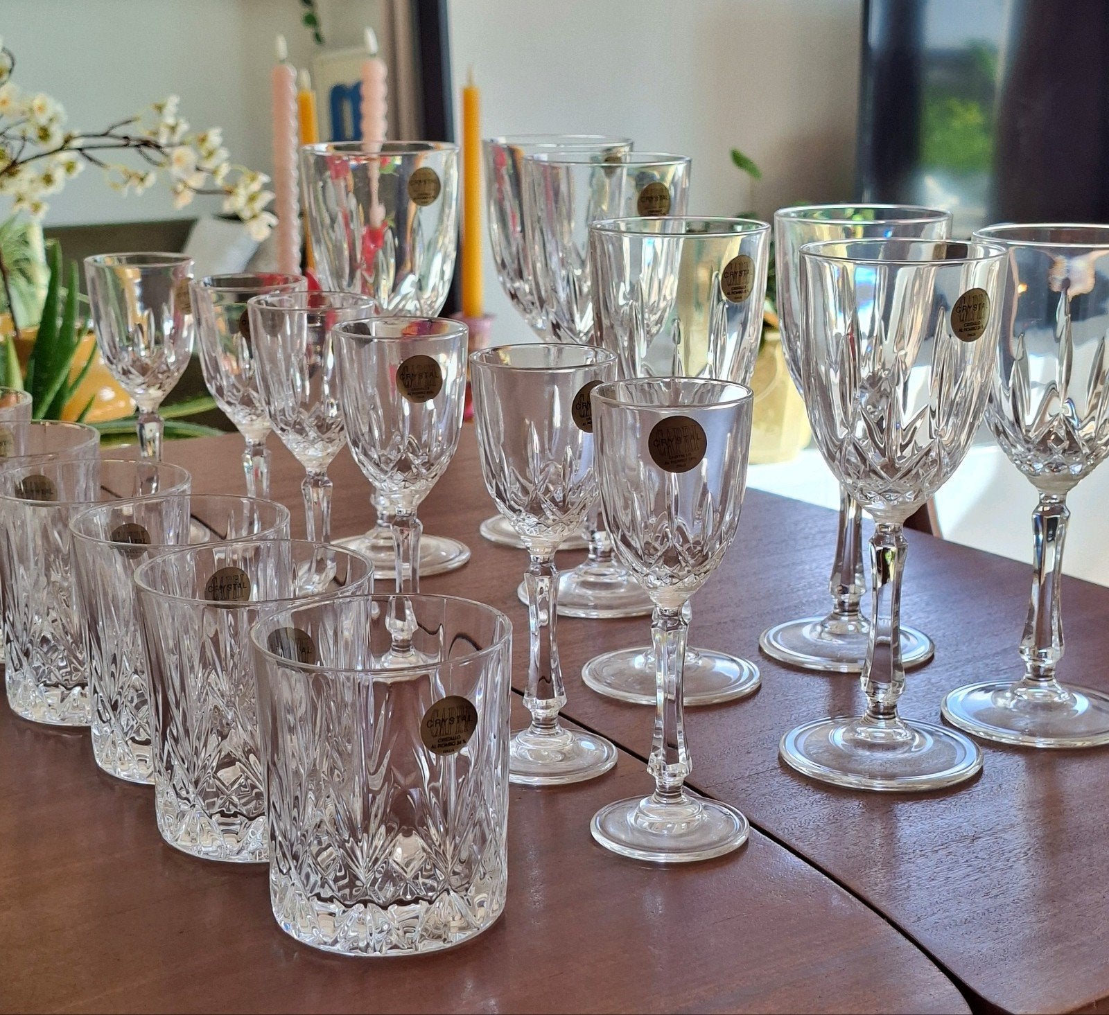 Prachtige kristallen glazen set - Capri Crystal Italia, Ophalen of Verzenden