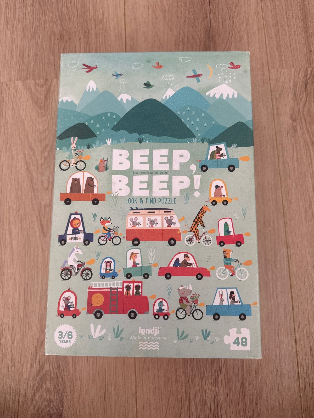 Beep, Beep! Look & Find Puzzel - Londji (48 stukjes), Ophalen, 10 tot 50 stukjes, Zo goed als nieuw, 2 tot 4 jaar