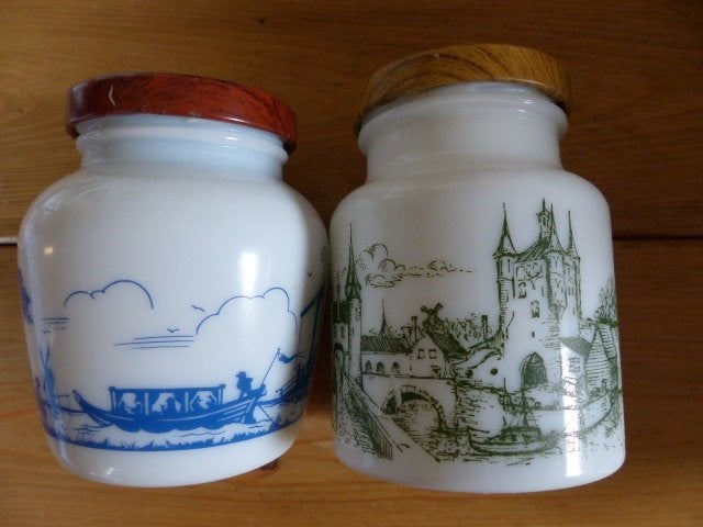 Vintage Melkglas Mosterdpot / Kruidenpot, Ophalen of Verzenden