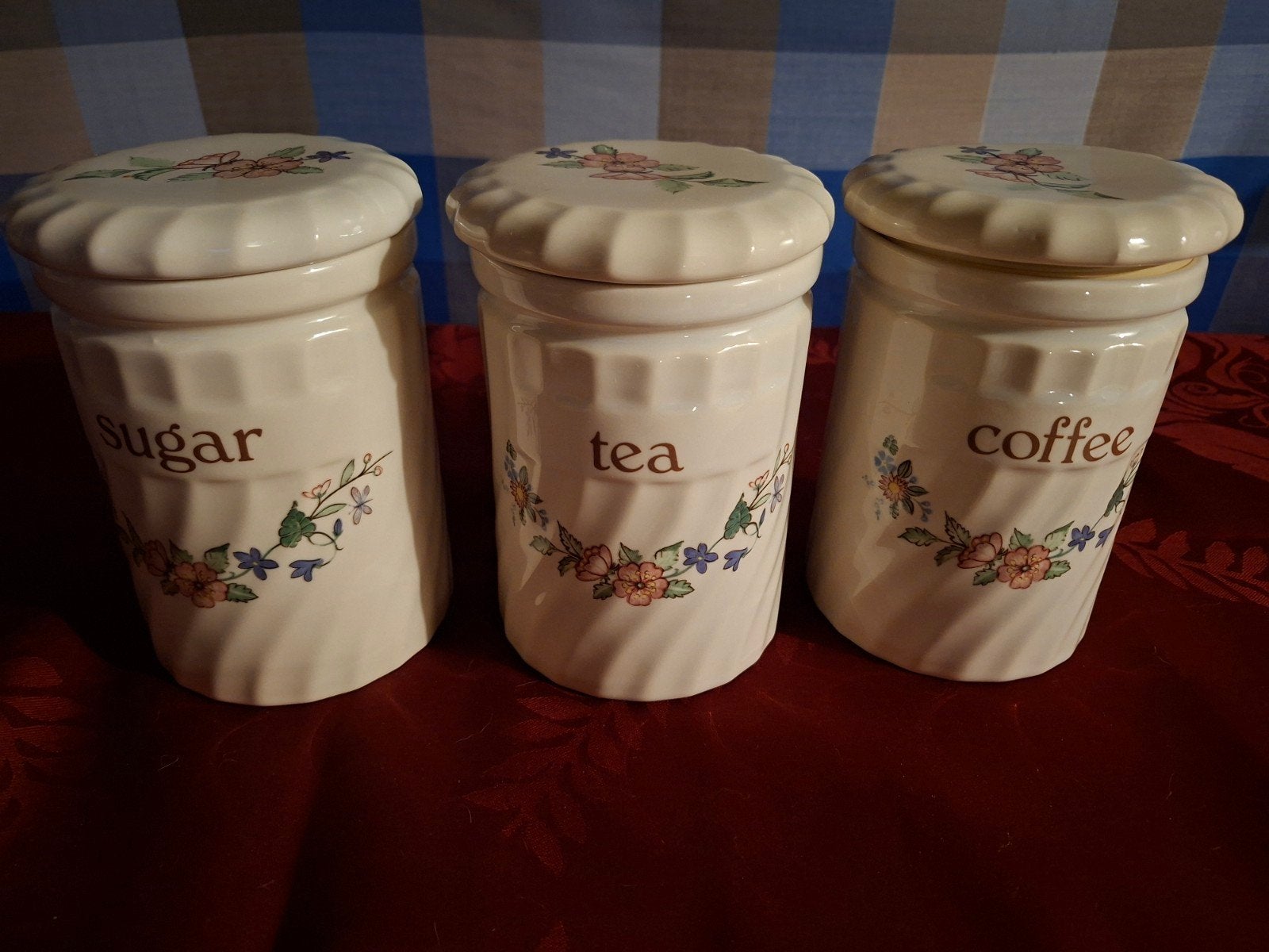 Set van 3 voorraadpotten: Koffie, Thee en Suiker, Gebruikt, Ophalen of Verzenden, Voorraadpot, Steen/keramiek