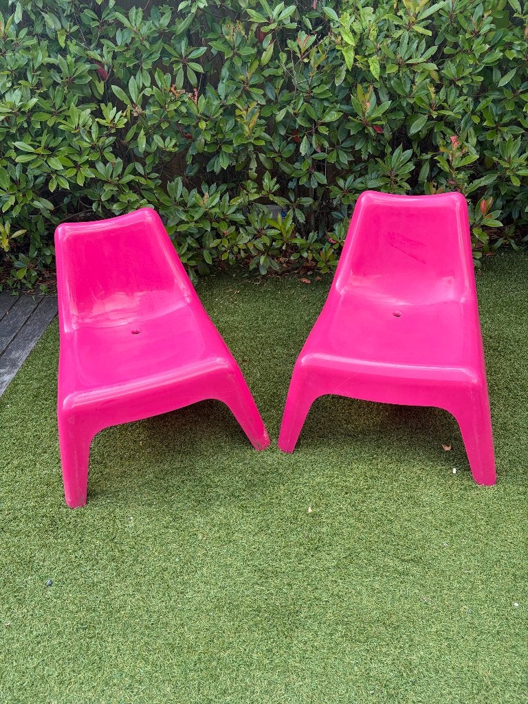 Tuinstoelen lounge roze, Tuin en Terras, Tuinstoelen, Ophalen, Zo goed als nieuw, Kunststof, Stapelbaar