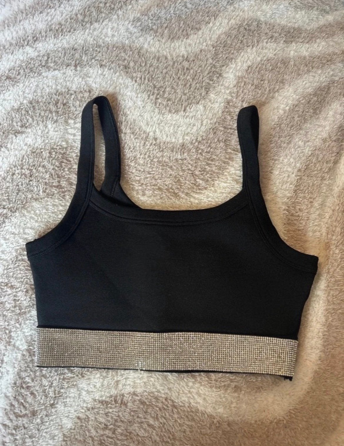 glitter croptop, Kleding | Dames, Ophalen of Verzenden, Zo goed als nieuw, Zwart, Korte mouw
