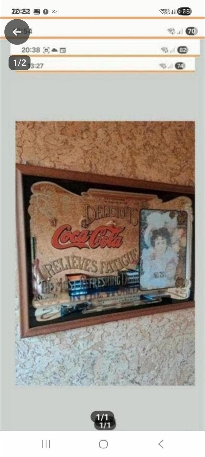 heel grote authentieke coca cola spiegel (b87/h61cm) (zgan), Ophalen, Rechthoekig, 50 tot 100 cm, Minder dan 100 cm