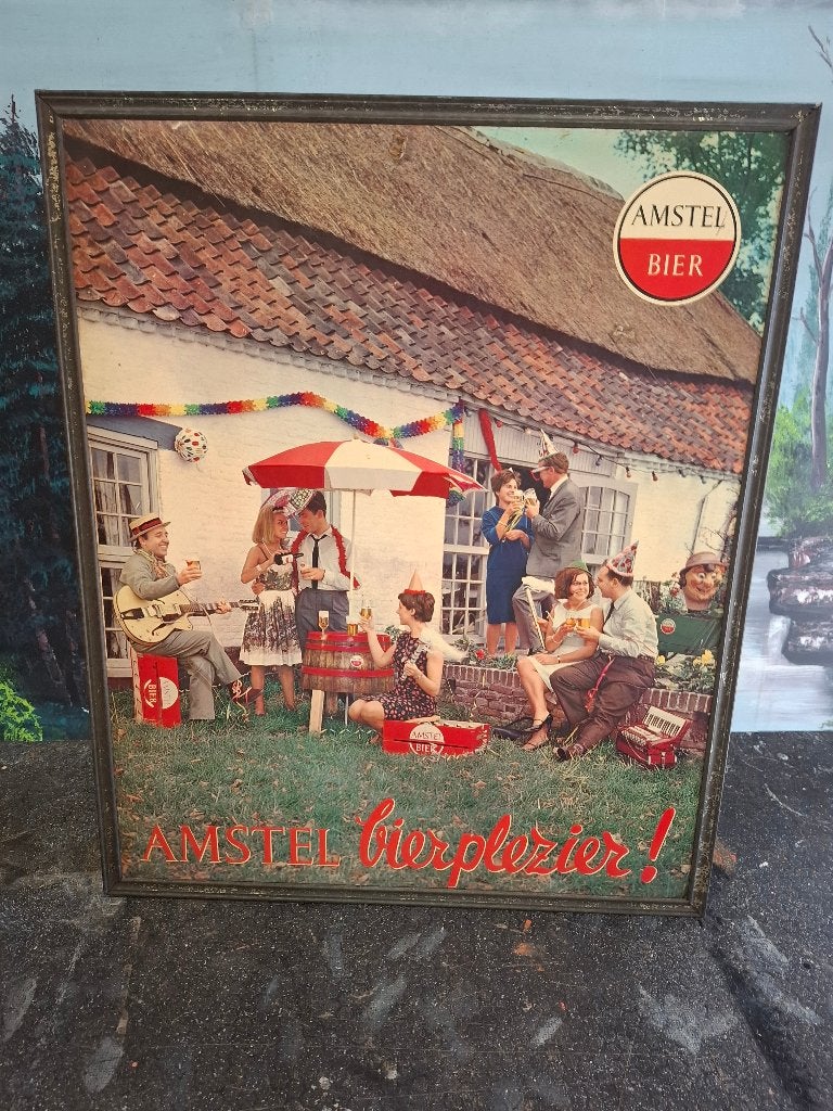 Amstel bier reclame Johnny Hoes, Verzamelen, Ophalen, Gebruikt, Reclamebord