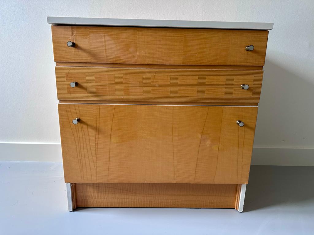 Vintage ladenkastje essenfineer jaren 60, Huis en Inrichting, Kasten | Ladekasten, Ophalen, Gebruikt, 50 tot 100 cm, Minder dan 100 cm