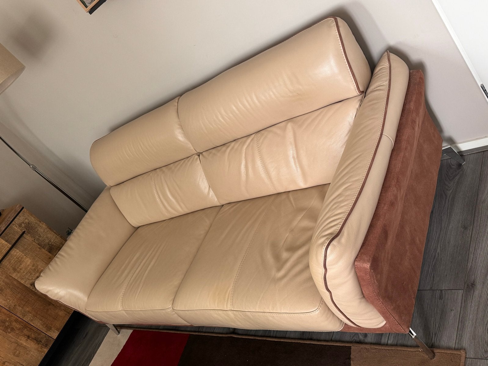 Leren Fauteuil en Bank - Matchende Set, Ophalen, Gebruikt, Driepersoons, Rechte bank