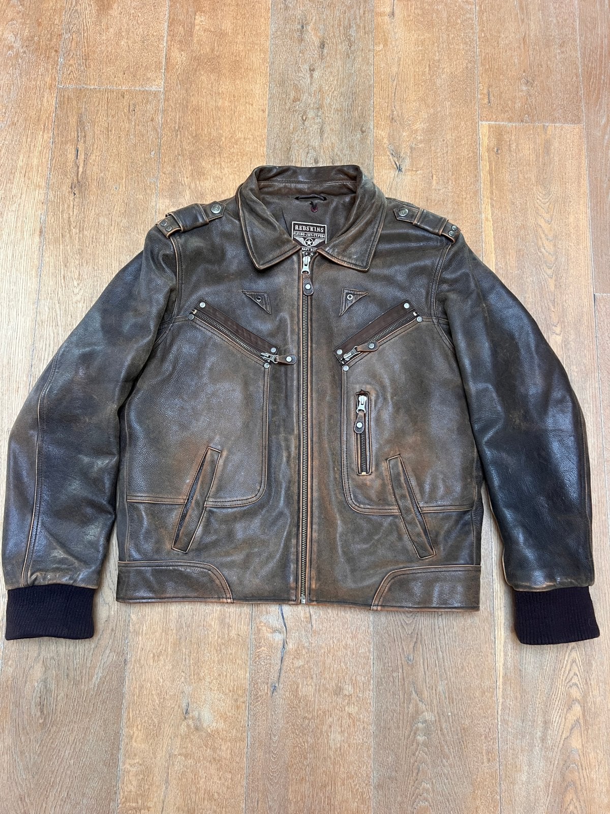 Vintage Redskins Leren Pilotenjack Type R4 Unisex Bruin XXL, Kleding | Heren, Ophalen of Verzenden, Gedragen, Overige maten, Bruin