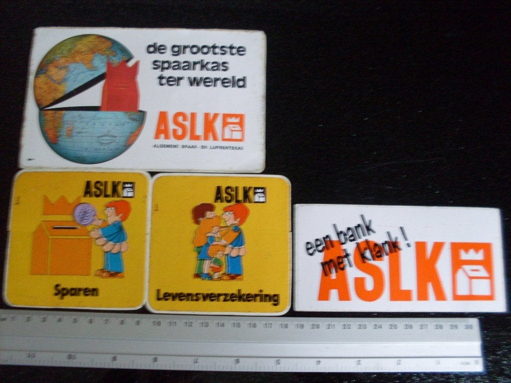 4x sticker ASLK algemene spaarkas en lijfrentekas logo, Verzamelen, Verzenden, Zo goed als nieuw, Bedrijf of Vereniging