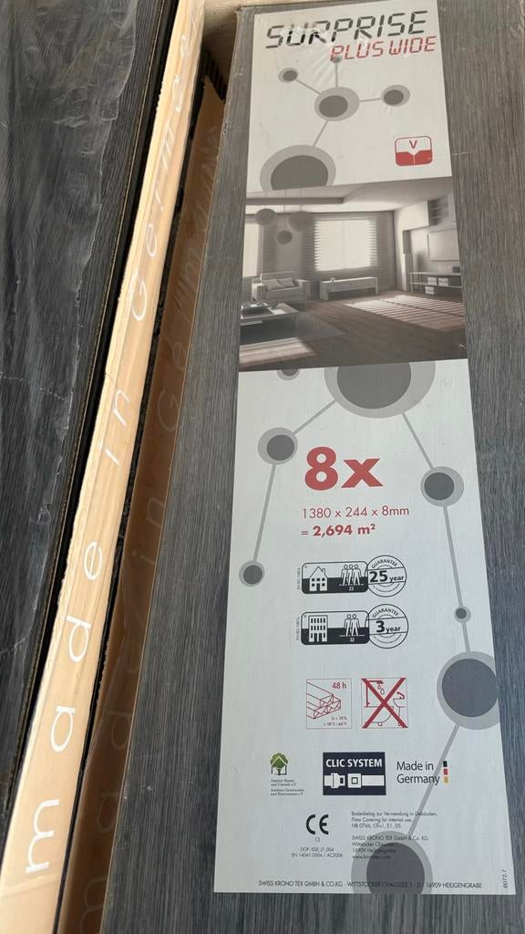 4 pakken Surprise Plus V4 Millennium Oak grey laminaat, Ophalen, Nieuw, 10 m² of meer, 10 tot 30 cm