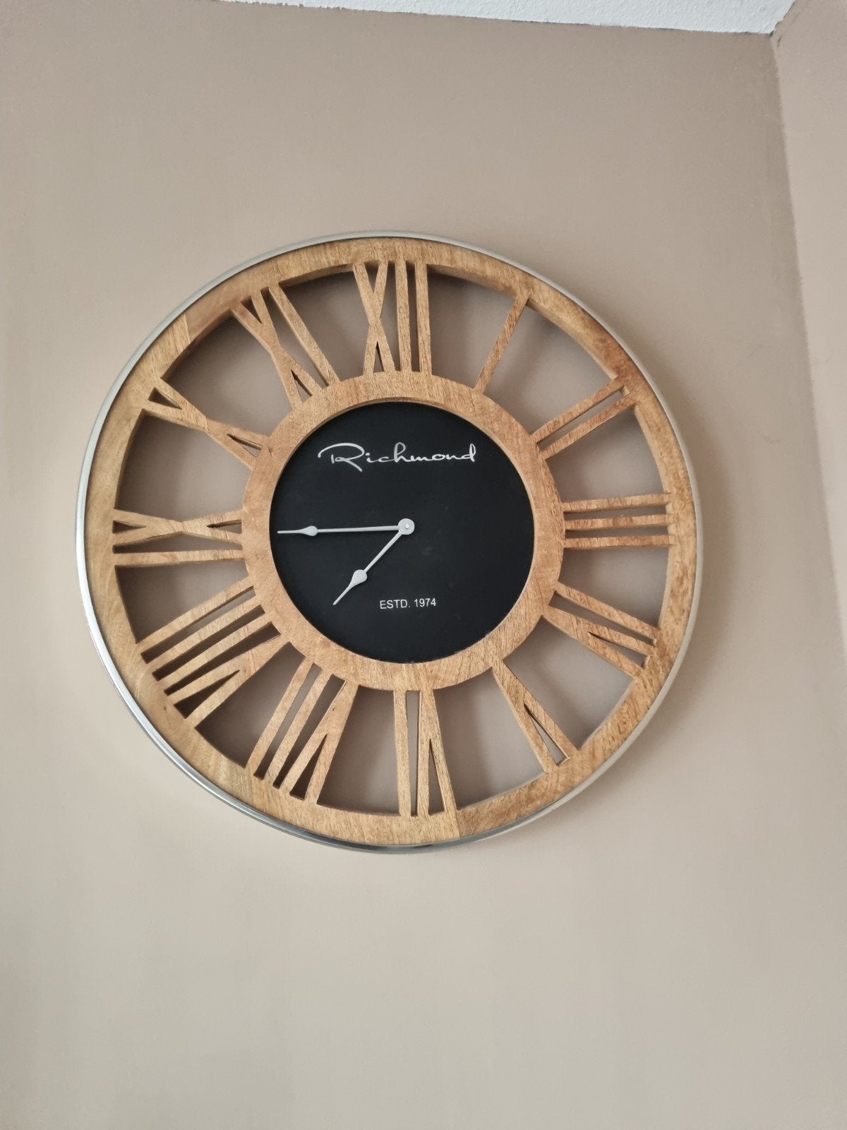 Grote Richmond Wandklok - Hout en Metaal, Ophalen