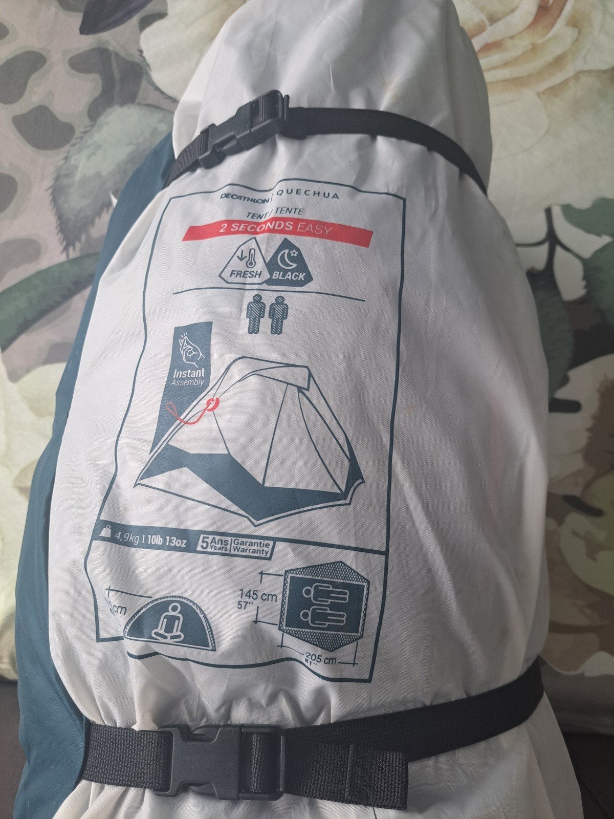 QUECHUA Pop-up tent 2 Seconds Easy Fresh & Black 2 pers., Ophalen of Verzenden, Zo goed als nieuw, Tot en met 2