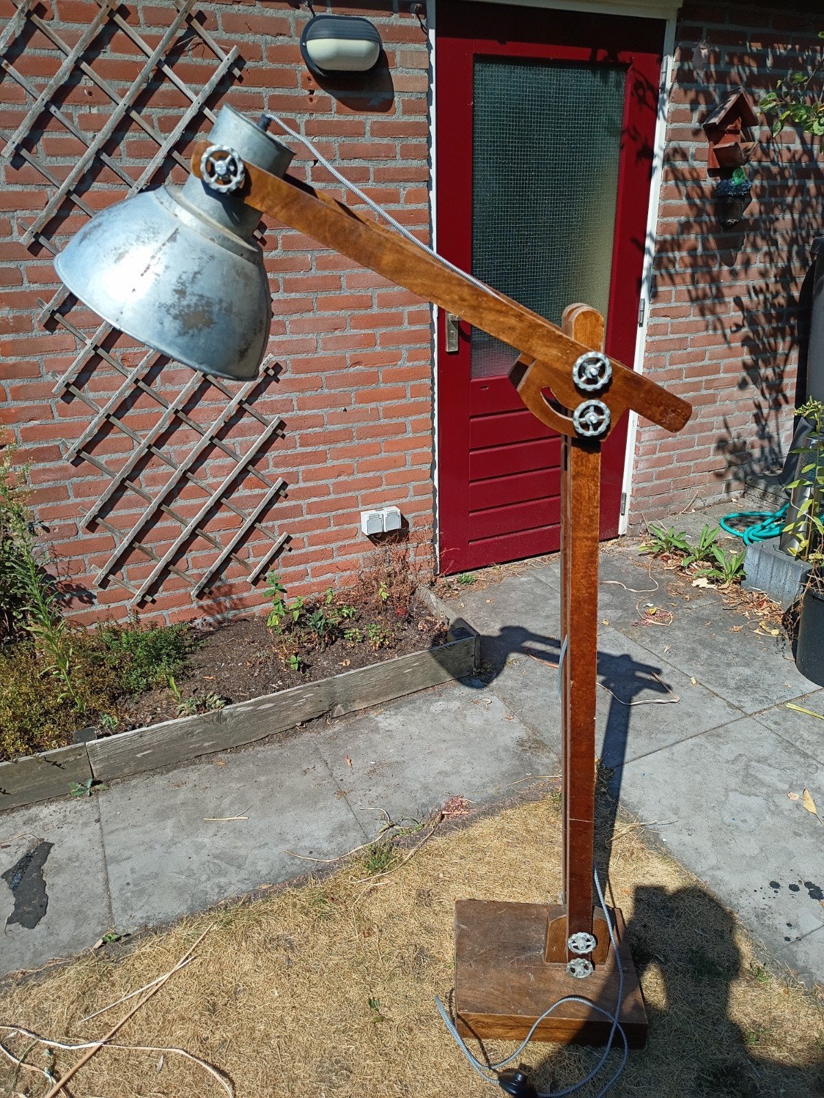 industriële vloerlamp, Ophalen, Zo goed als nieuw, Hout, 150 tot 200 cm