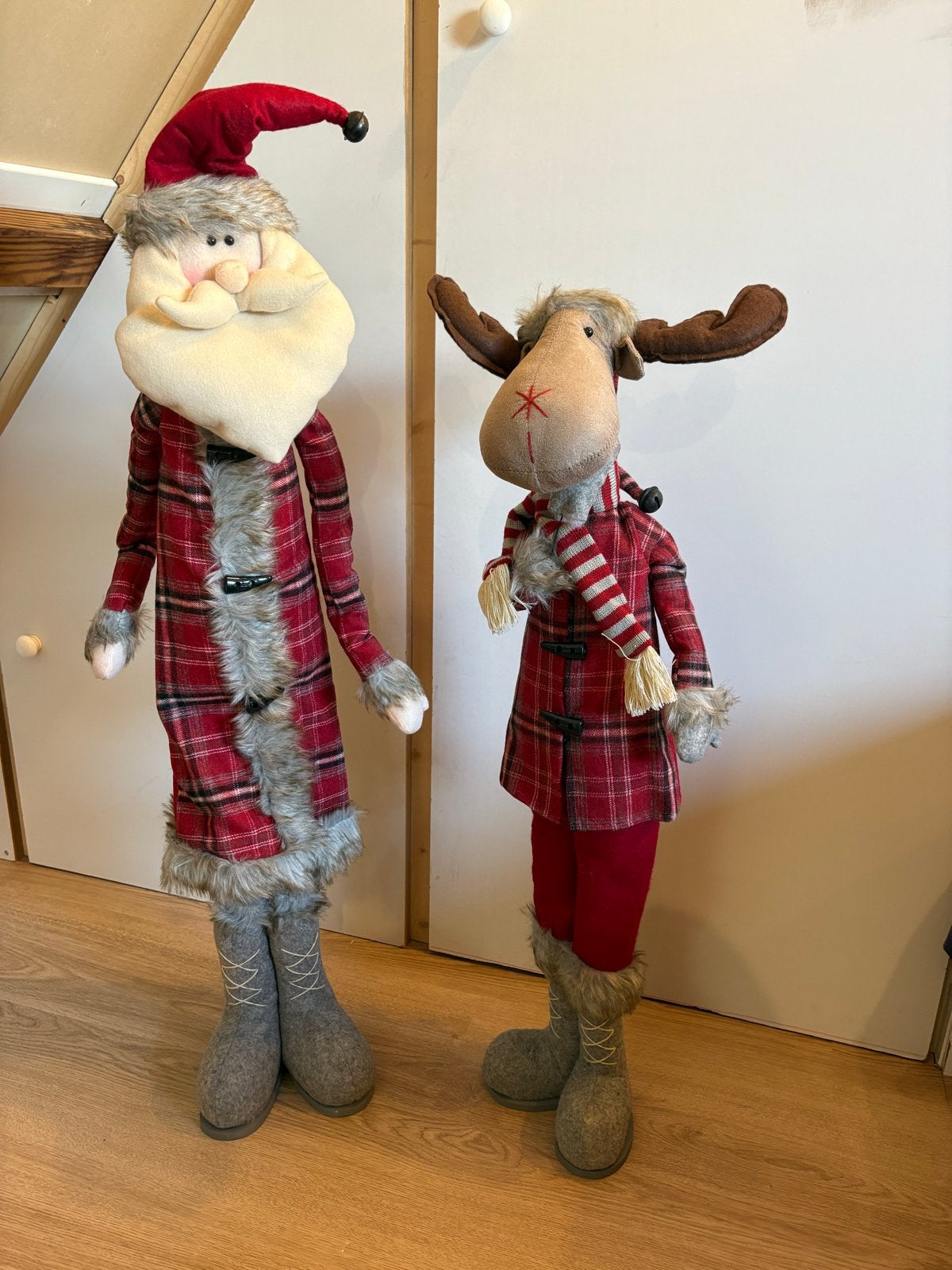 Stoffen kerstpoppen kerstman en rendier, Ophalen, Zo goed als nieuw