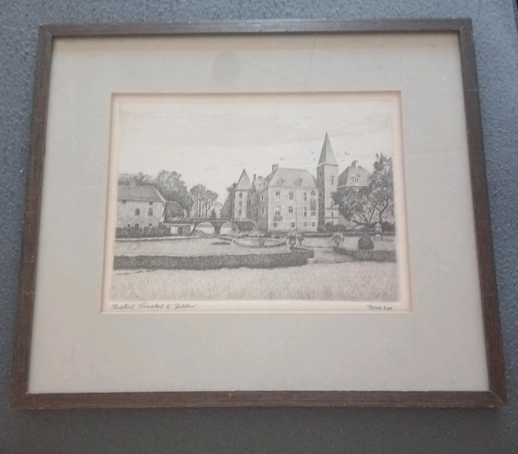 Peter Cox Ets Twickel Kasteel Slot Delden 1980, Antiek en Kunst, Ophalen of Verzenden