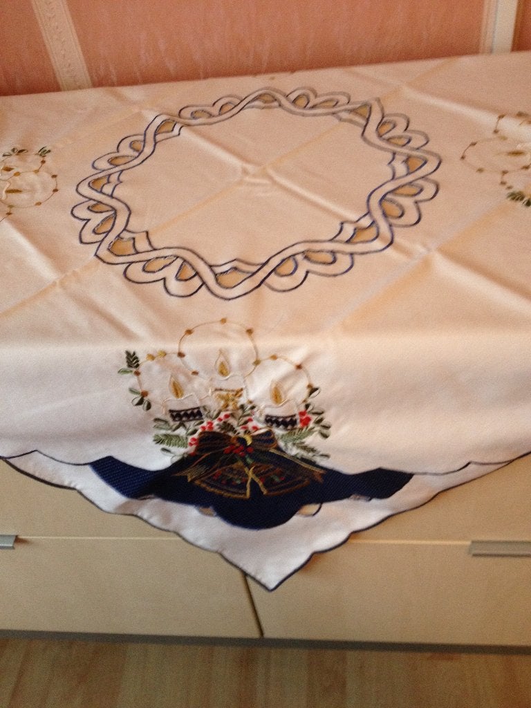 kerstmis tafelkleedje geborduurd, Verzenden, Nieuw