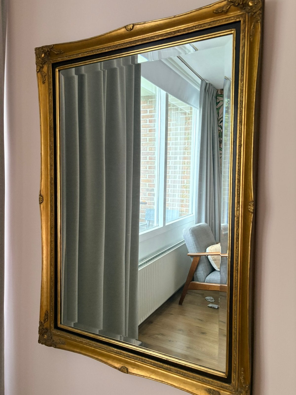 Franse stijl spiegel Louis XV Rococo Vergulde lijst 73x104cm, Antiek en Kunst, Ophalen, Rechthoekig, 50 tot 100 cm, 100 tot 150 cm
