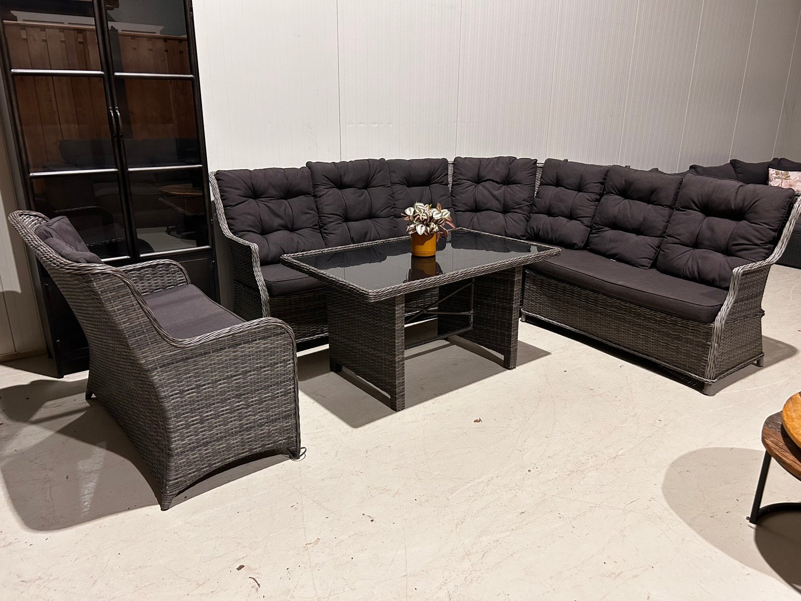 Grote BOIS LE DUC dining loungeset met 2 extra stoelen, Tuin en Terras, Tuinsets en Loungesets, Ophalen, Bank, ., Meer dan 8 zitplaatsen