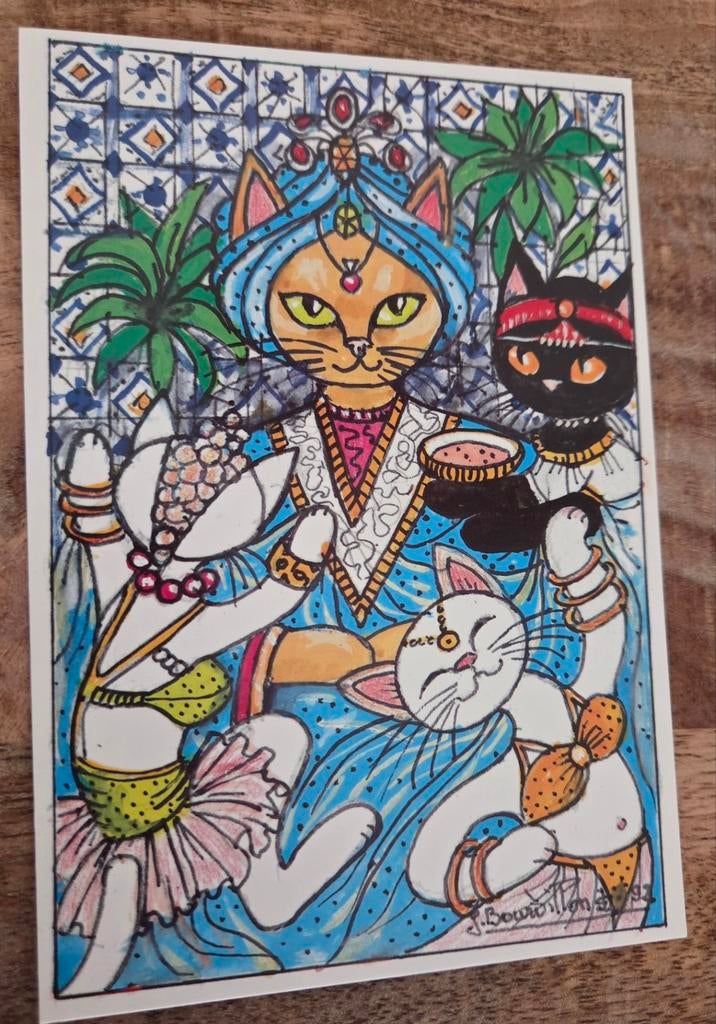 Katten in Oosterse kledij - J. Bourdillon, Verzenden, Ongelopen, Overige thema's