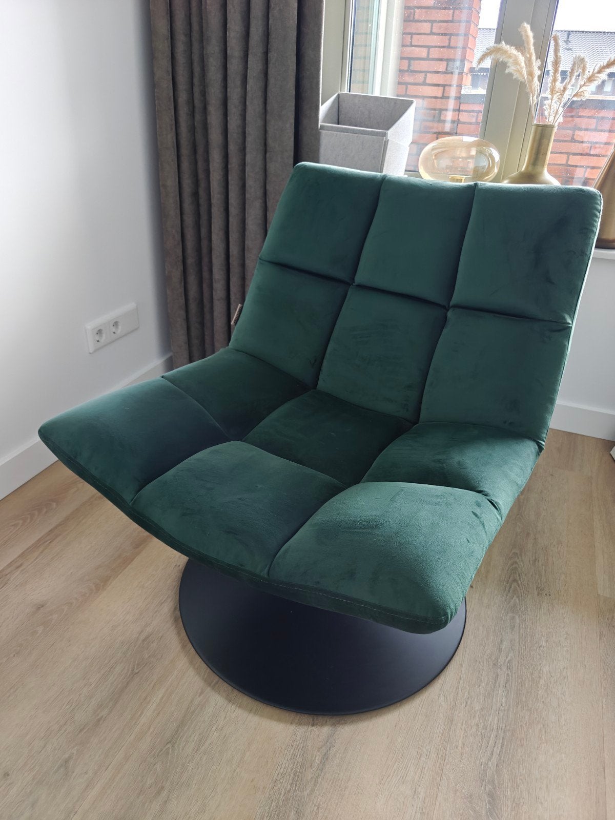 Dutch Bone Fauteuil Groen Velvet Stof, Huis en Inrichting, Fauteuils, Ophalen, Modern, Velvet, 75 tot 100 cm, Zo goed als nieuw