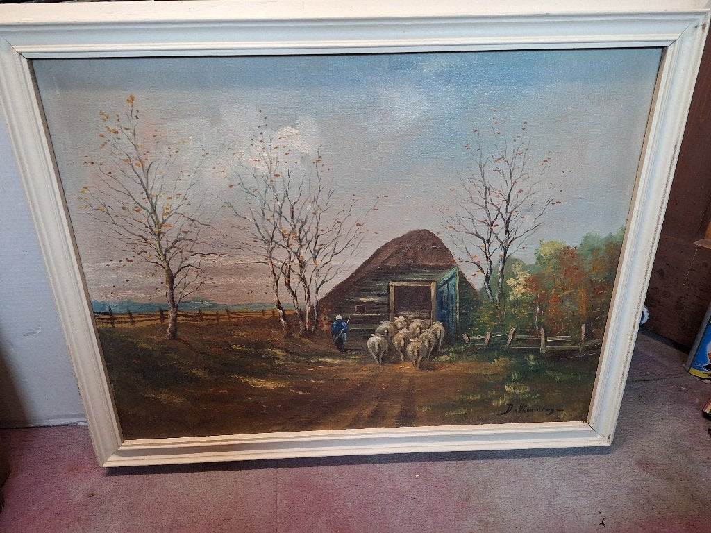 Schilderij, Antiek en Kunst, Ophalen of Verzenden, Gesigneerd, Olieverf, Dieren