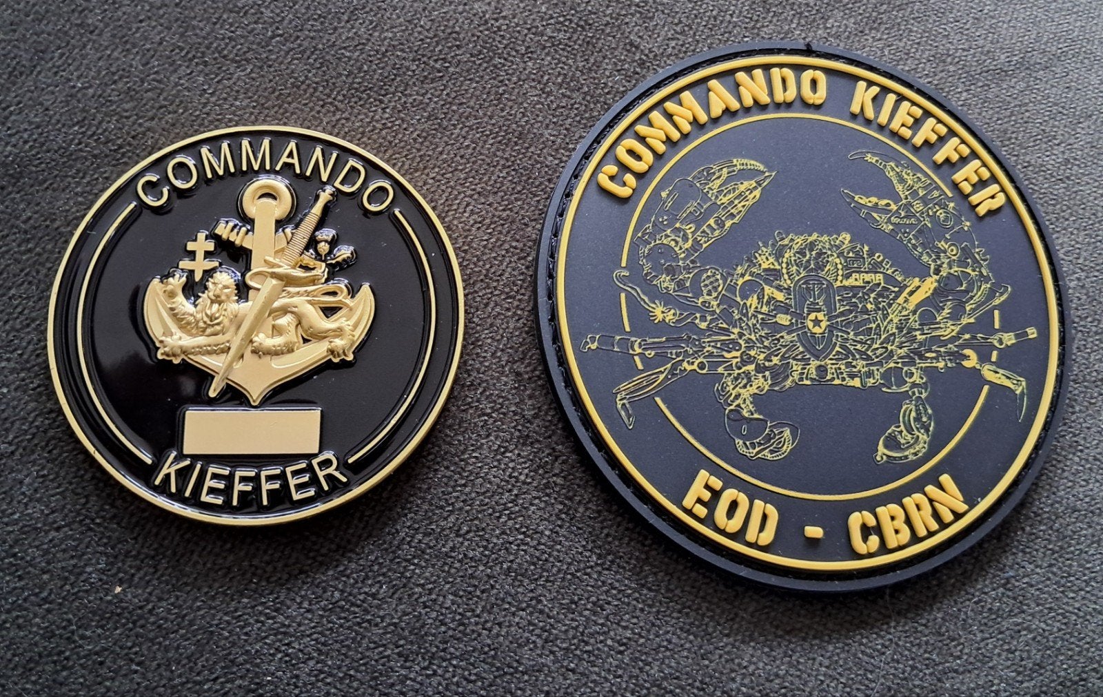 Coin en patch mariniercommando's Frankrijk, Verzamelen, Ophalen of Verzenden, Luchtmacht, Nederland, Embleem of Badge