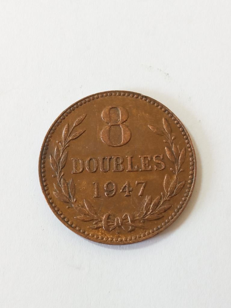 Guernsey 8 doubles 1947., Ophalen of Verzenden, Overige landen, Losse munt