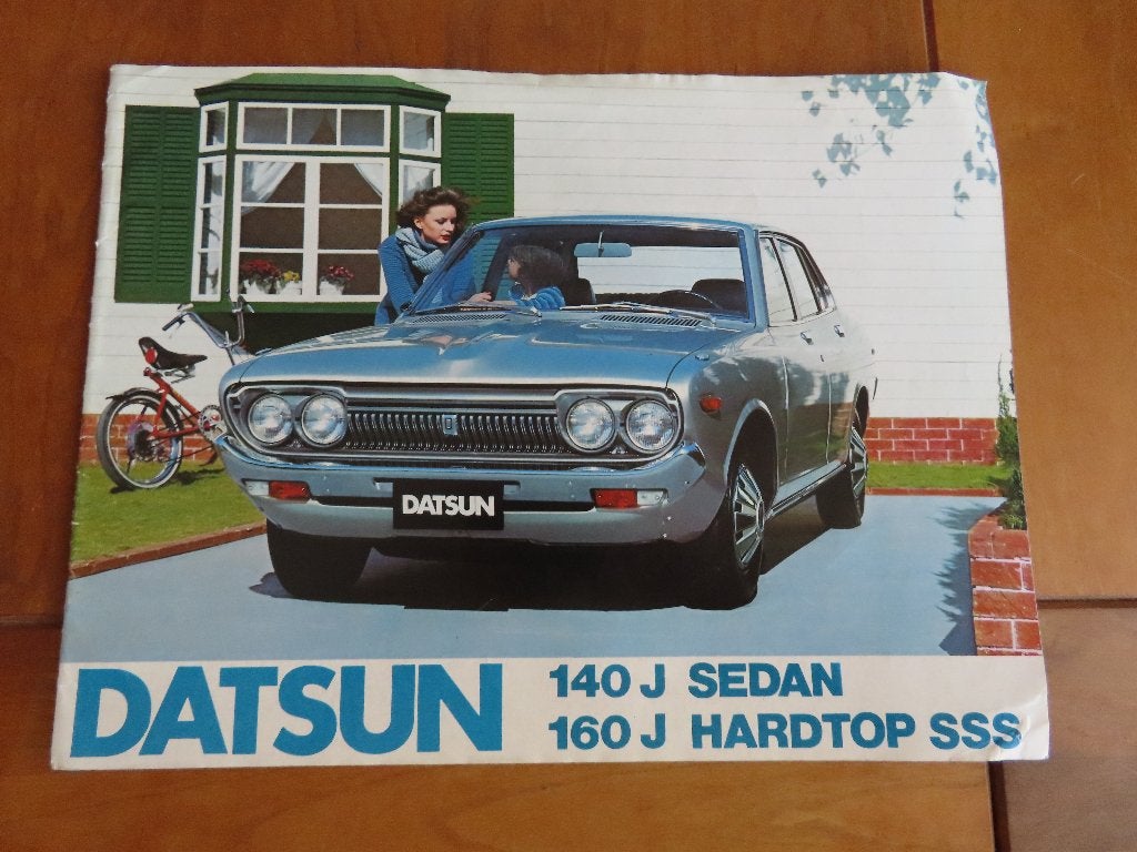 Folder Datsun 140J, Datsun 160J SSS ca 1974, Zo goed als nieuw, Overige merken, Datsun, Ophalen of Verzenden