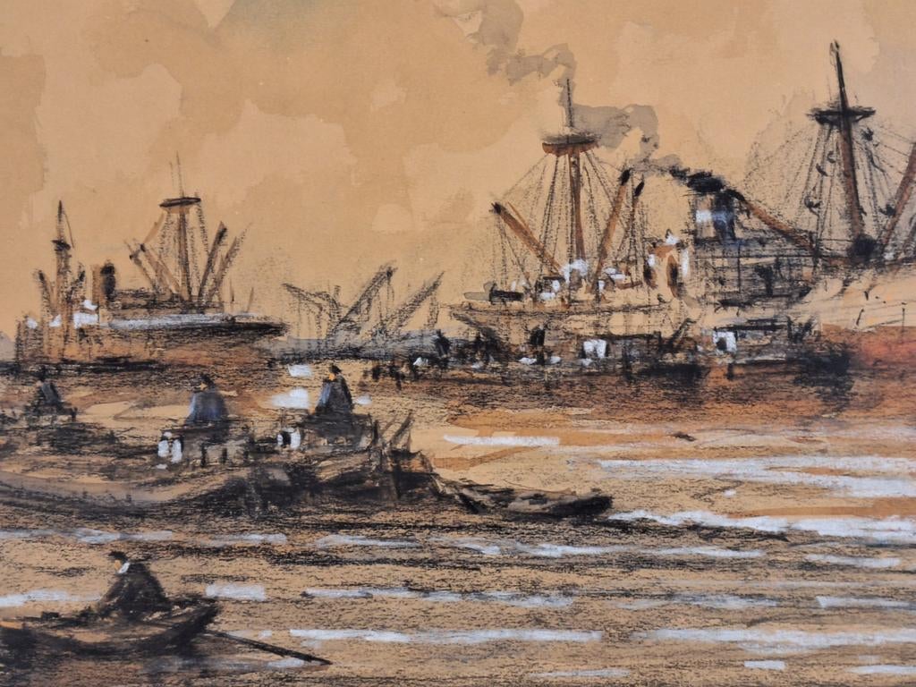 Schilderij haven door Wim Bos, Antiek en Kunst, Ophalen of Verzenden
