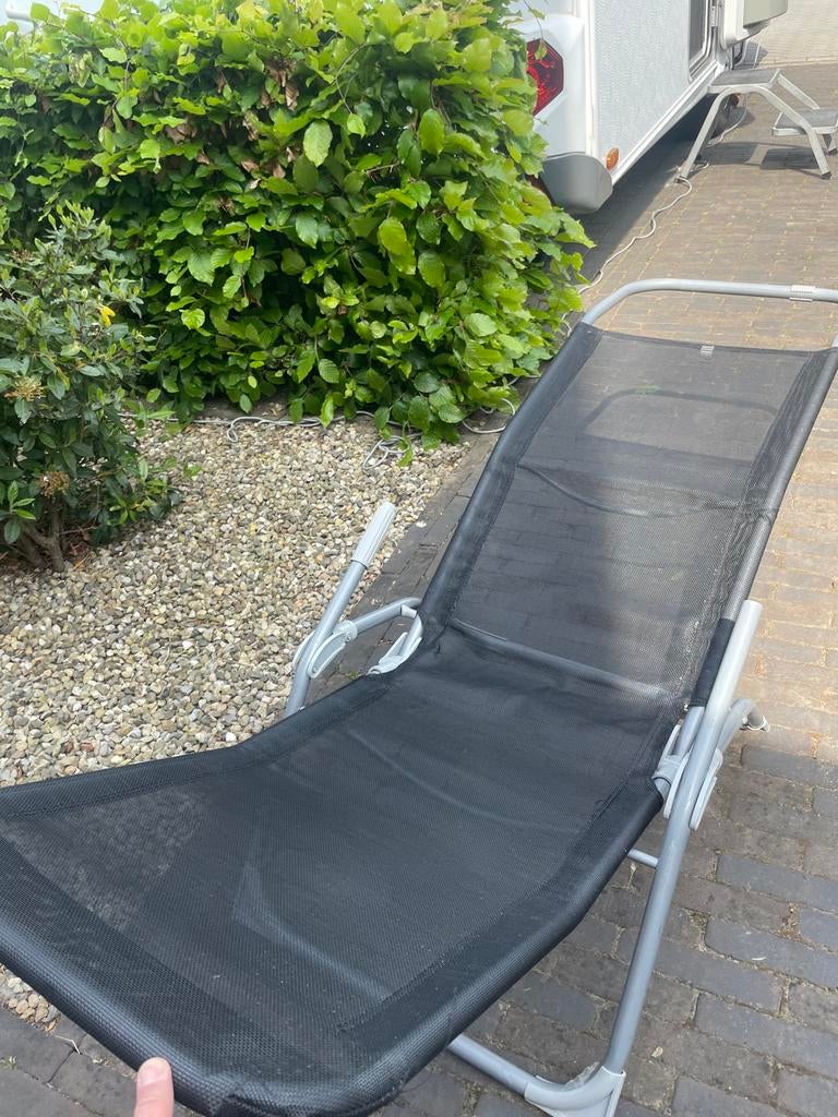 Twee Verstelbare ligstoel voor buiten, Tuin en Terras, Ophalen, Gebruikt, Aluminium, Inklapbaar