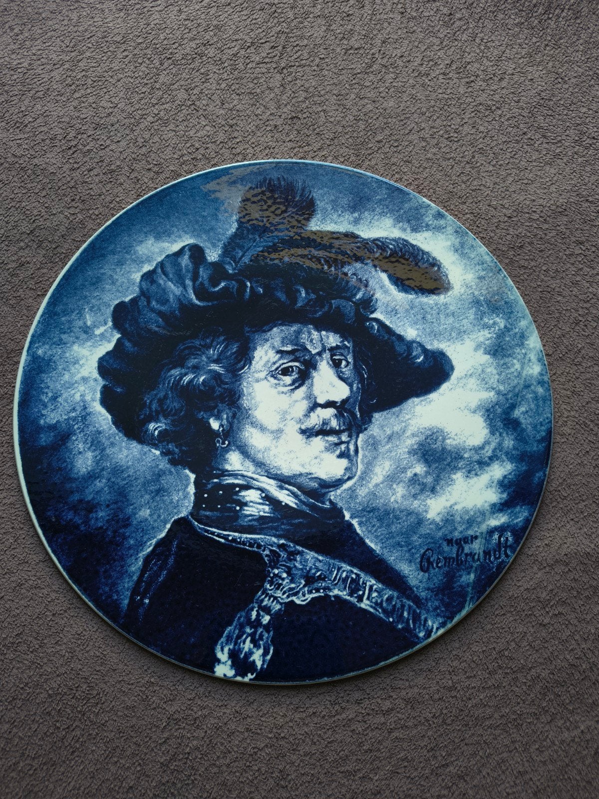 Boch Delfts Blauw wandbord Rembrandt - 34,5 cm, Antiek en Kunst, Ophalen of Verzenden