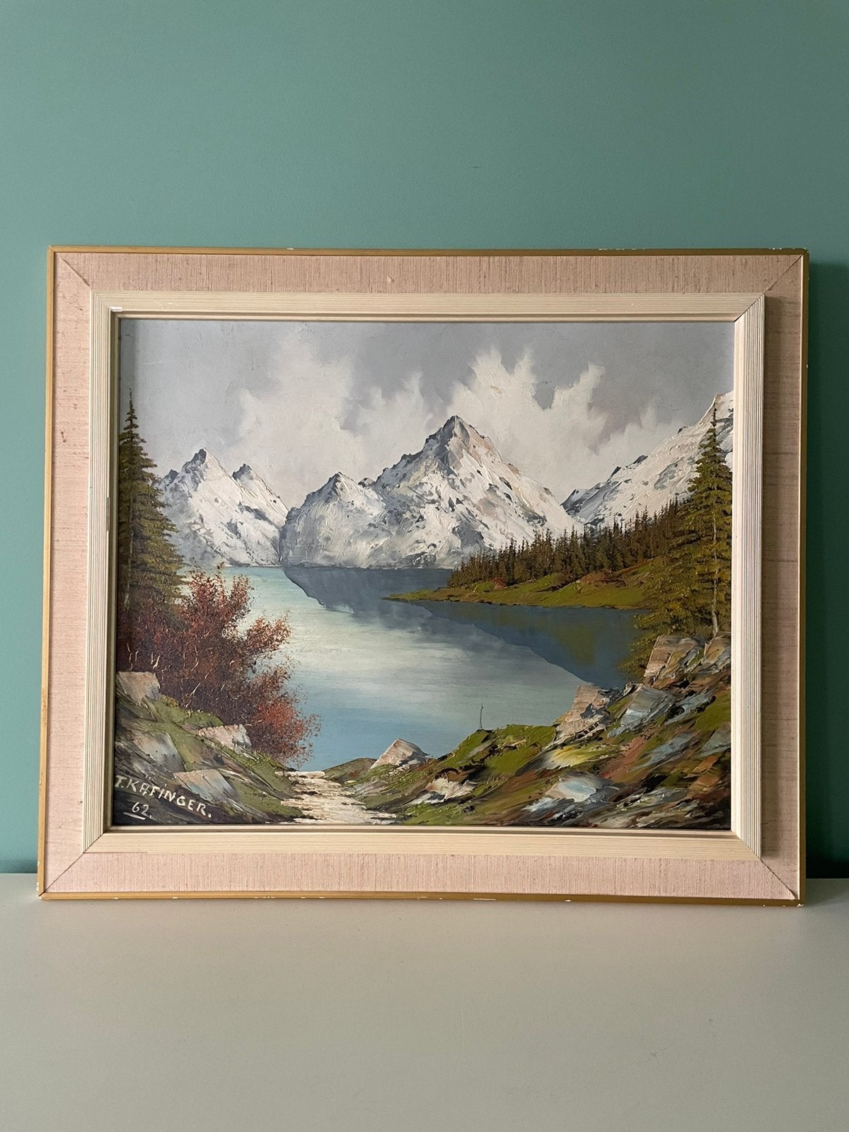 Alpenschilderij F. Käfinger (1962) - Königssee Berchtesgaden, Paneel, Impressionistisch, Ophalen of Verzenden, Gesigneerd