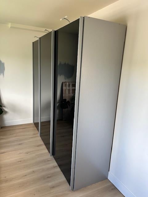 Luxe kledingkast met glazen schuifdeuren, Gebruikt, 200 cm of meer, Eikenhout, 200 cm of meer