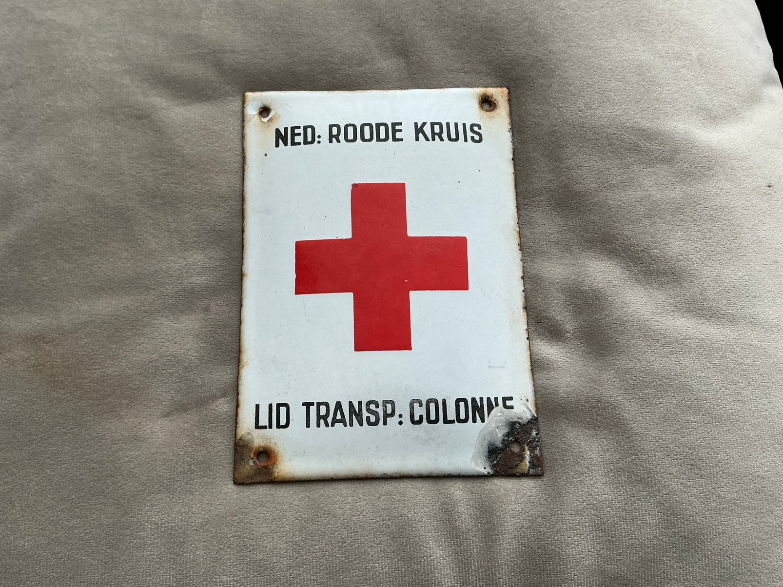 Oud emaille wandbord Ned. Roode Kruis.14x10 cm, Ophalen of Verzenden