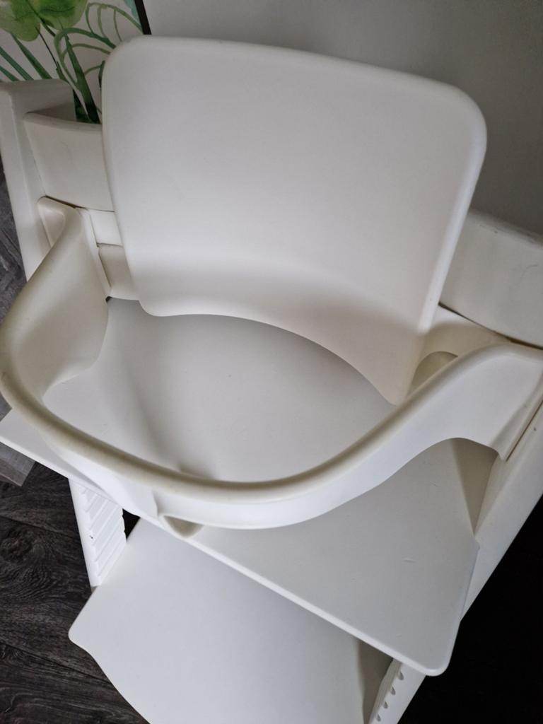 TrippTrapp kinderstoel met verkleiner vanille WIt, Kinderen en Baby's, Ophalen of Verzenden, Gebruikt, Meegroeistoel