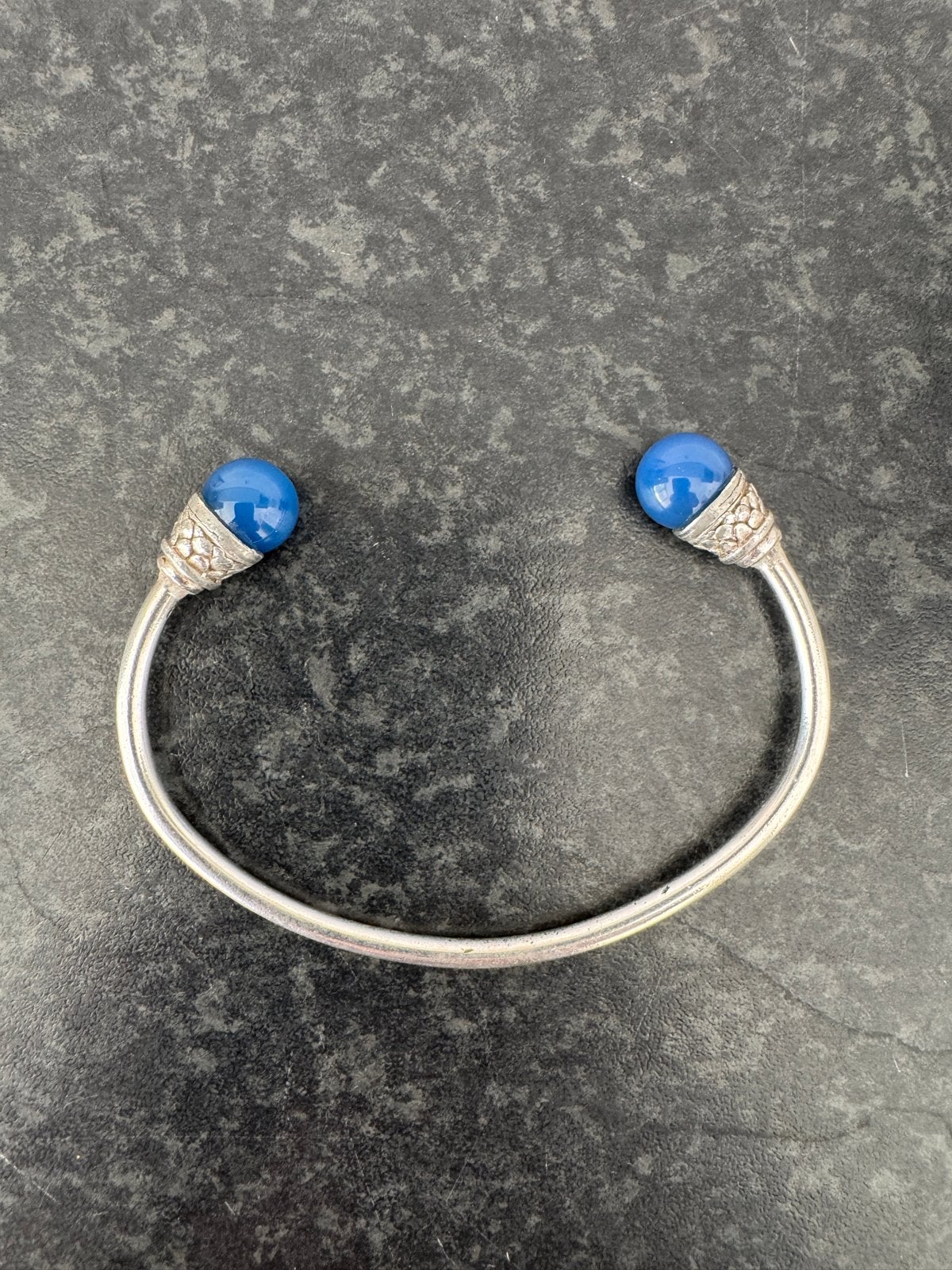 Zilveren Armband met Blauwe Kralen, Blauw, Ophalen of Verzenden, Zo goed als nieuw, Met bedels of kralen