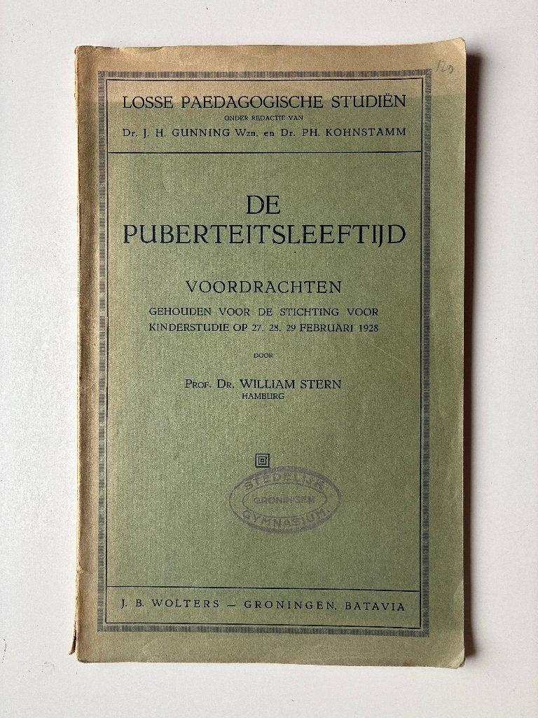 De puberteitsleeftijd, Gelezen, Persoonlijkheidsleer, William Stern, Ophalen of Verzenden