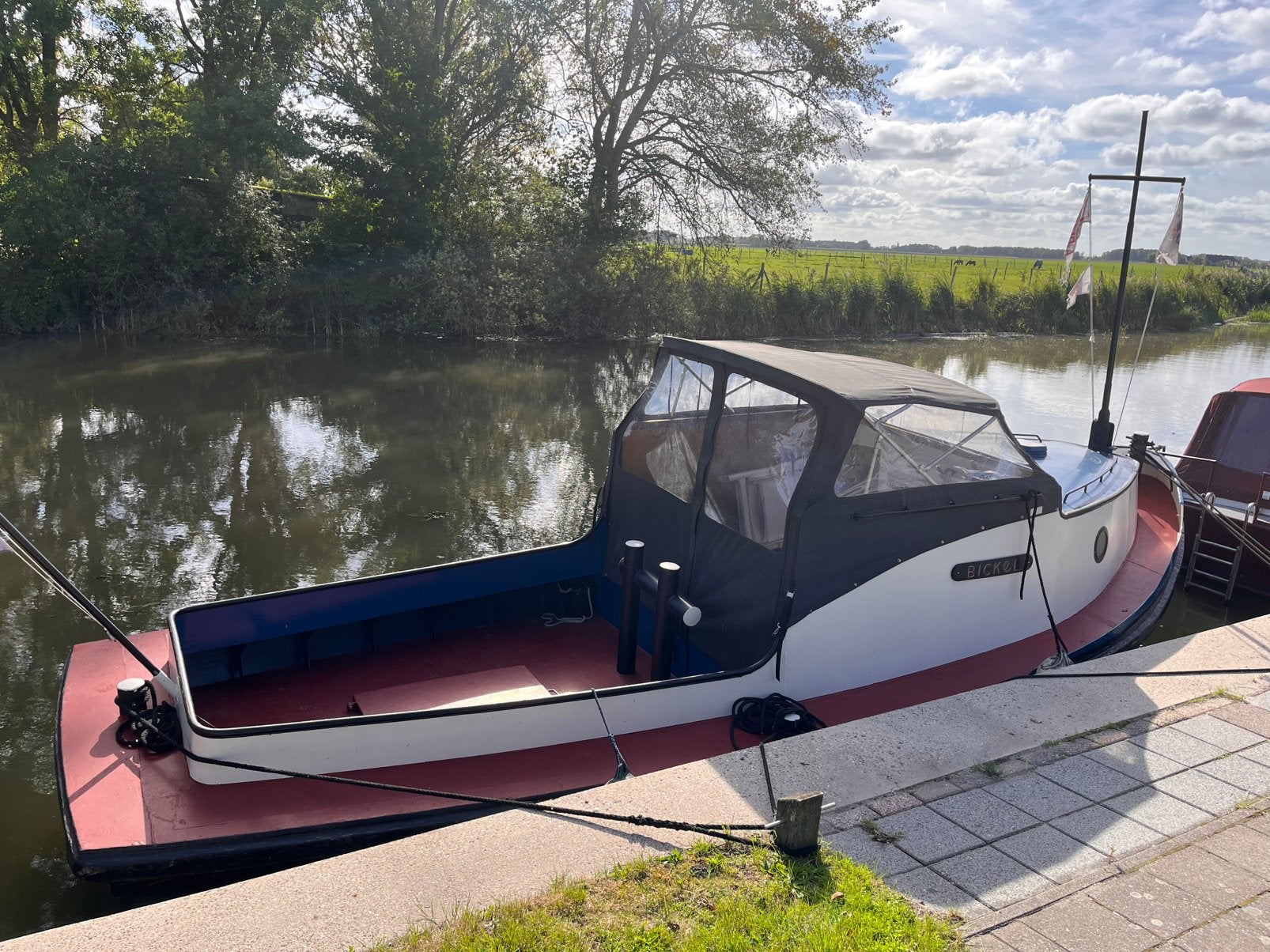 Sleepbootje, opduwer, vlet, Gebruikt, Binnenboordmotor, Diesel, Biminitop