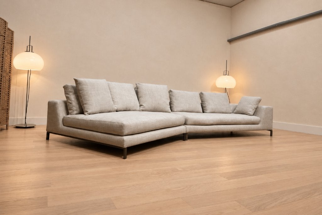 NIEUW Minotti Hamilton Island Ecru + GARANTIE | NP €20.000, Minotti, Hoekbank, Nieuw, Www.designplaats.nl