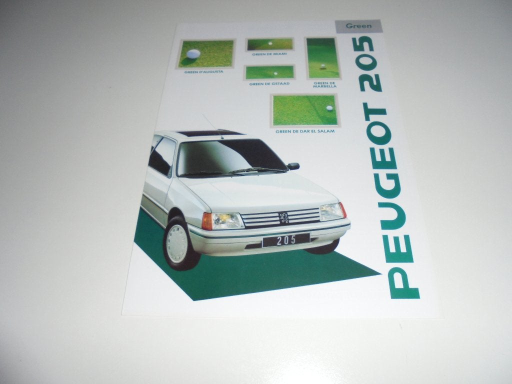 leaflet Peugeot 205 Green  1988, Boeken, Auto's | Folders en Tijdschriften, Ophalen of Verzenden, Nieuw, Peugeot