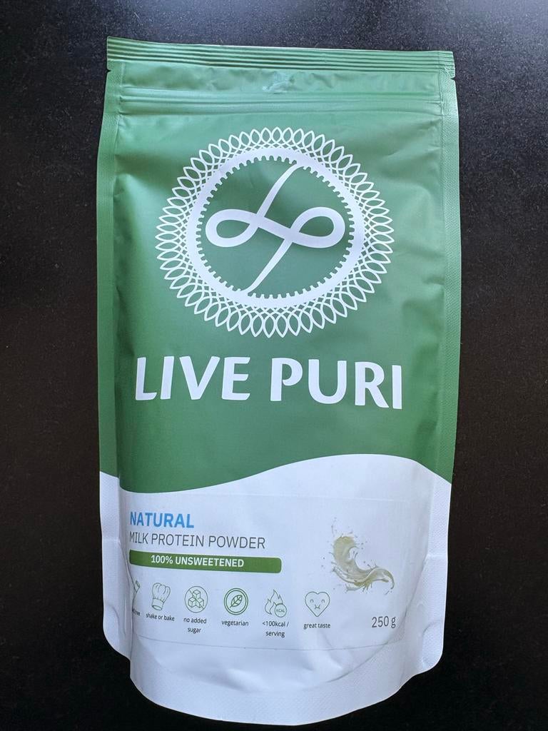6x Live Puri Eiwitpoeder Natural 250g-Ongezoet + 2x vanilla, Ophalen, Nieuw, Overige typen