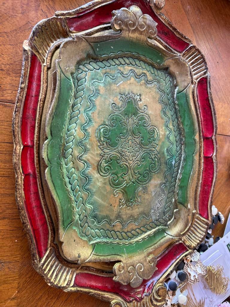 Decoratieve florantijns  Dienblad - Groen & Goud, Ophalen of Verzenden
