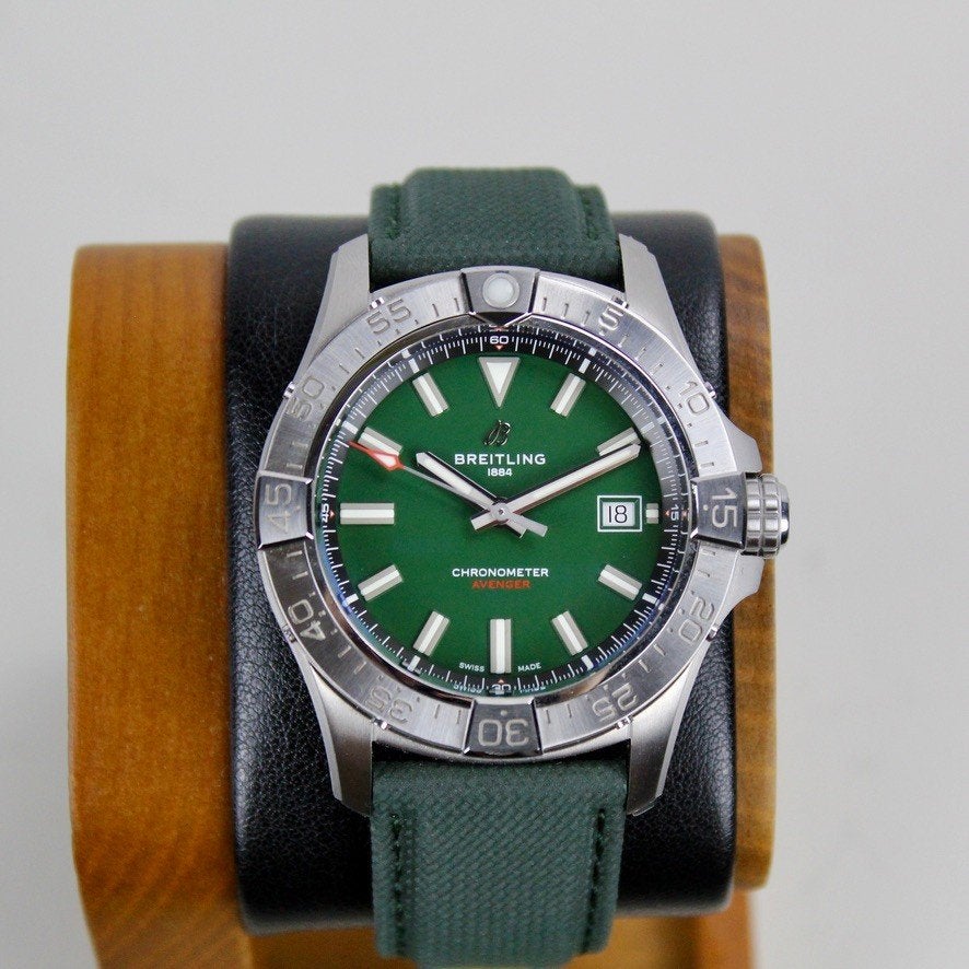 Breitling Avenger - A17328 - Full Set, Leer, Staal, Breitling, Polshorloge