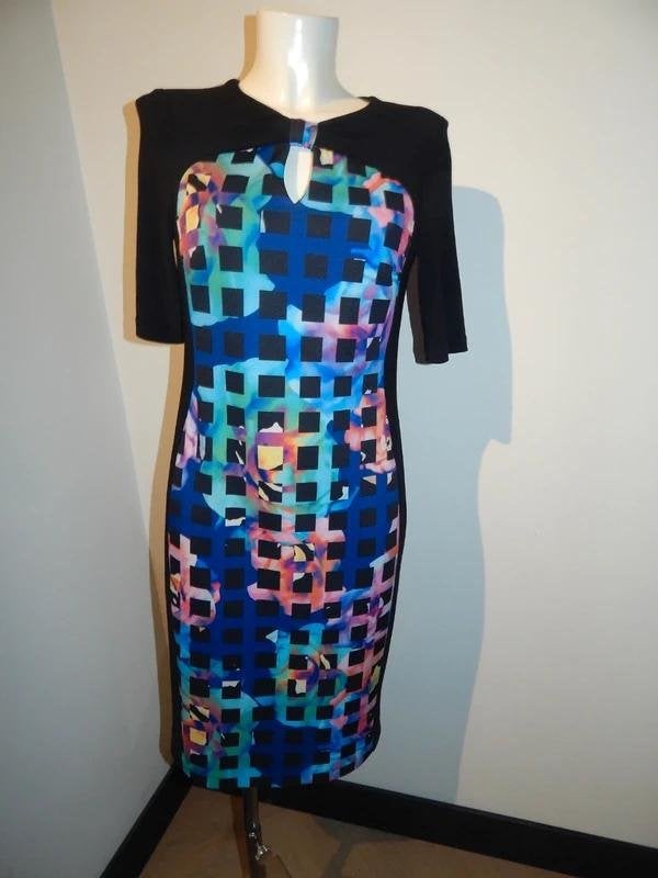 Joseph Ribkoff stretch jurk strik bij de hals kleuren printM
