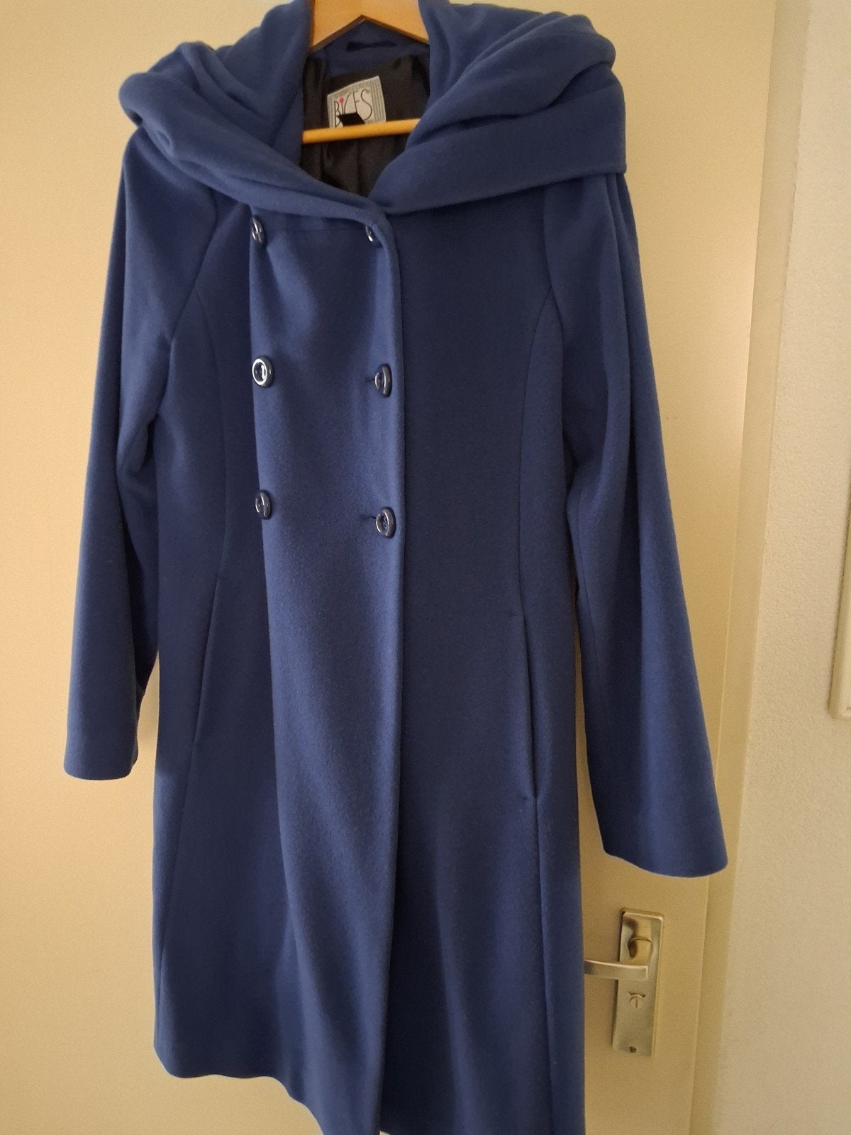 Mooie blauwe wollen winterjas - Maat 40 - Zo goed als nieuw, Kleding | Dames, Ophalen of Verzenden, Zo goed als nieuw, Maat 38/40 (M)