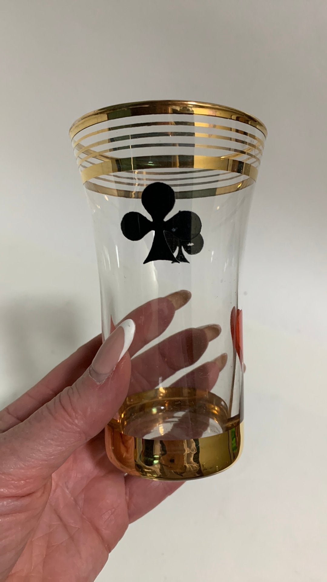 Vintage glas met Speelkaartsymbolen, Antiek en Kunst, Antiek | Glas en Kristal, Ophalen